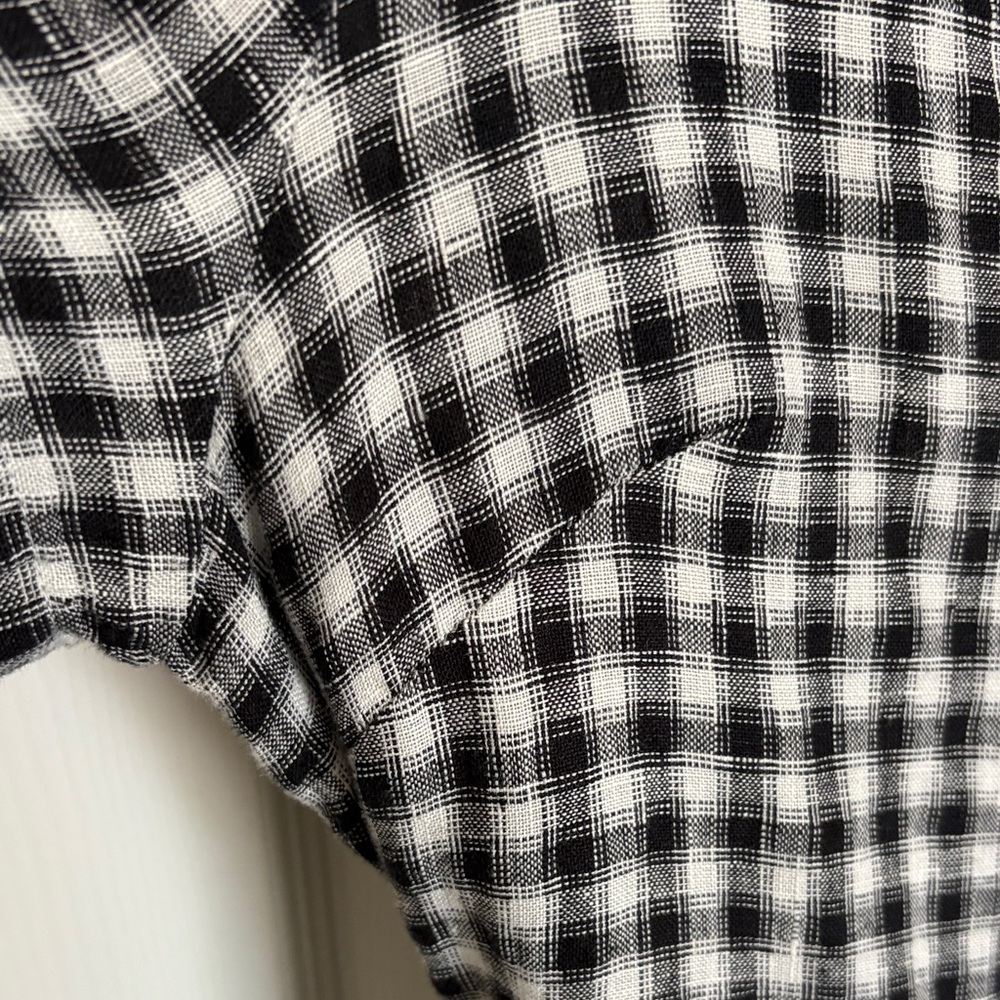 Quince 100% Linen Button Dress Black White Gingham Medium - Picture 6 of 8